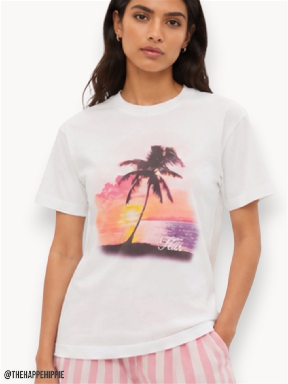 🏷️ Kith White Tee with Mulberry Palm Sunset Graphic - NWT